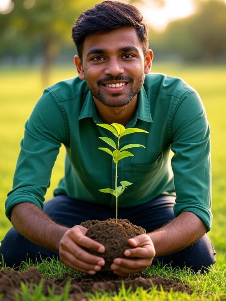 Start Investing in Share Market for Beginners - A young Indian confidently planting a sapling, symbolizing growth, with the quote 'The best time to plant a tree was 20 years ago; the second best time is now!' - Chinese Proverb.