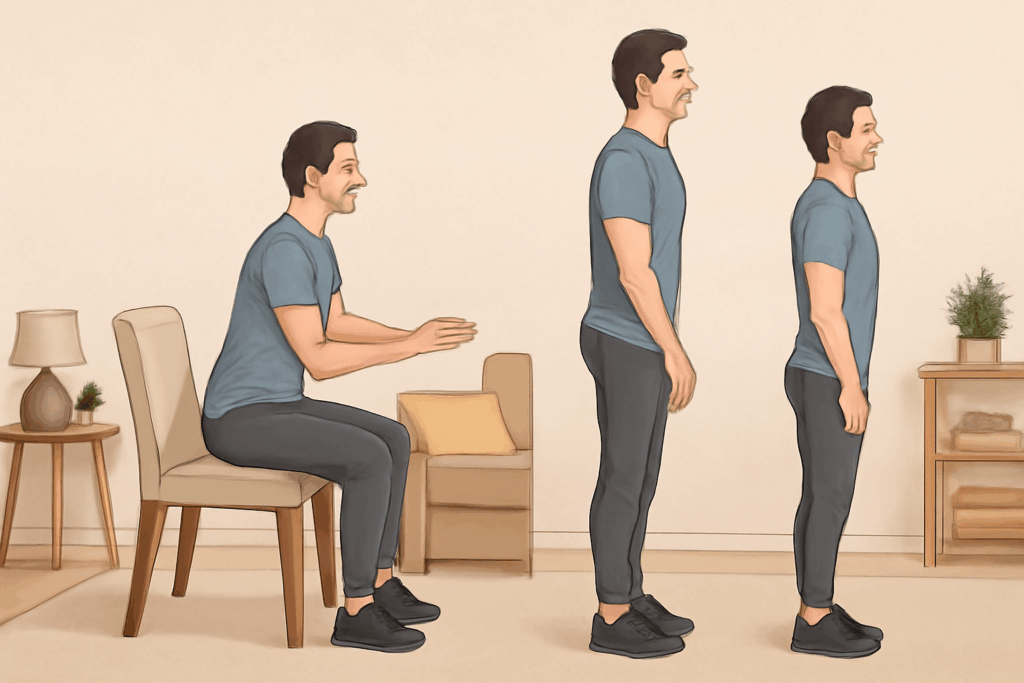 At‑home lower‑body exercises, including sit‑to‑stand and calf raises, to support joint function. At‑home lower‑body exercises, including sit‑to‑stand and calf raises, to support joint function.