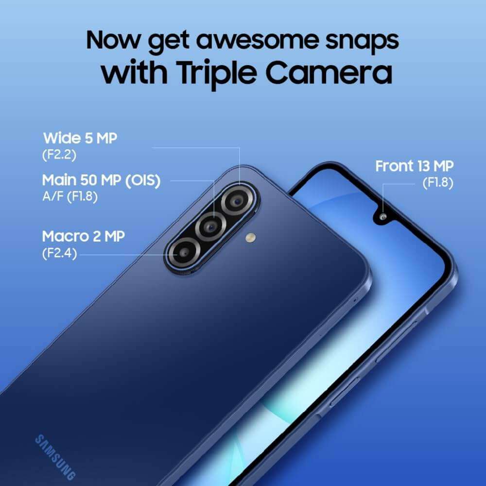 Samsung Galaxy A17 5G 50MP OIS main camera with 5MP ultrawide and 2MP macro Samsung Galaxy A17 5G 50MP OIS main camera with 5MP ultrawide and 2MP macro