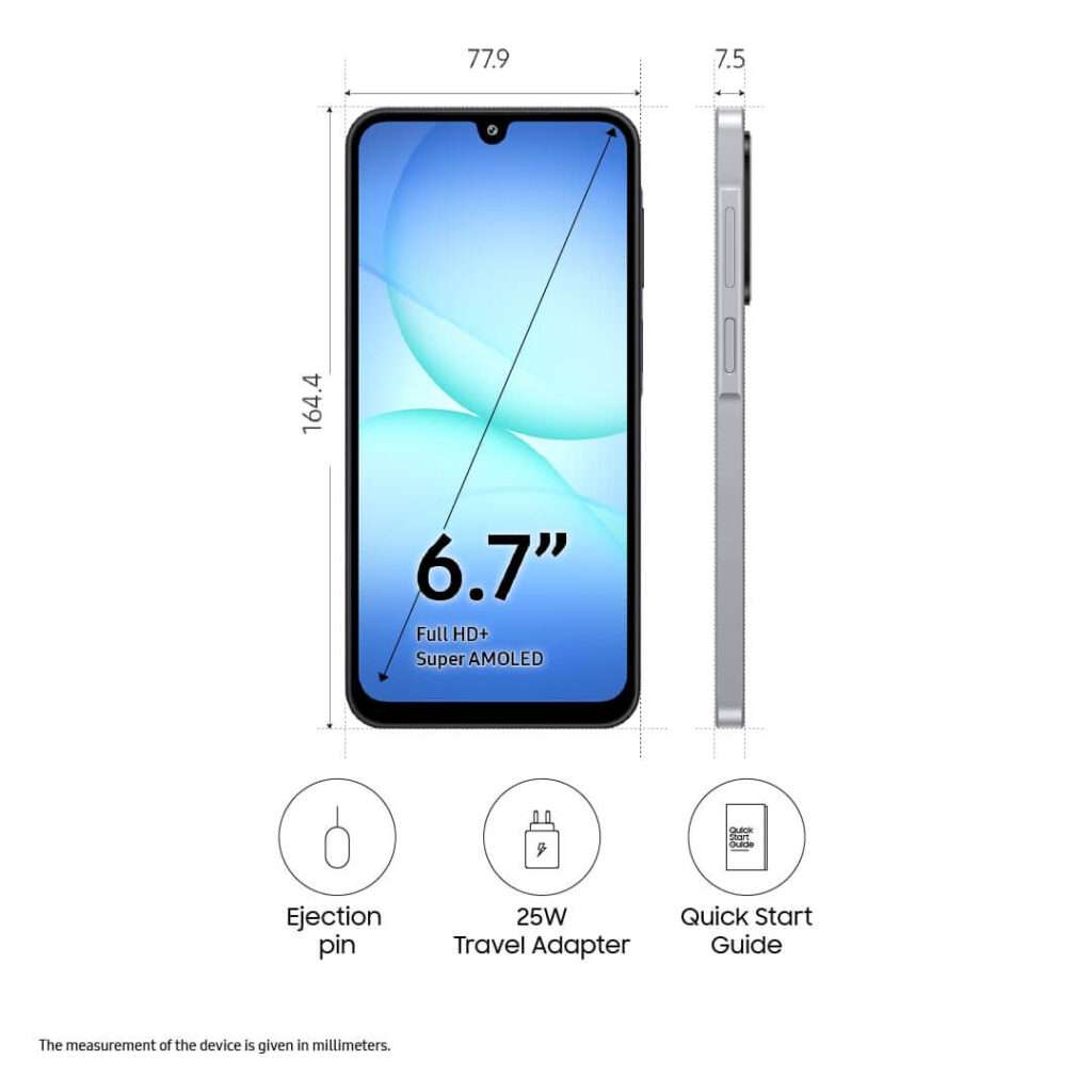 Samsung Galaxy A17 5G with 6.7 inch Super AMOLED 90Hz and triple rear cameras Samsung Galaxy A17 5G with 6.7 inch Super AMOLED 90Hz and triple rear cameras